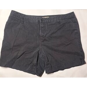 Faded Glory Womens Black Cotton Chino Shorts Size 18W FGW15303 Casual Mid Rise